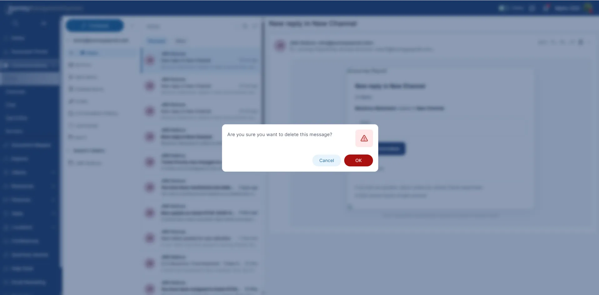 Delete confirmation for an email message