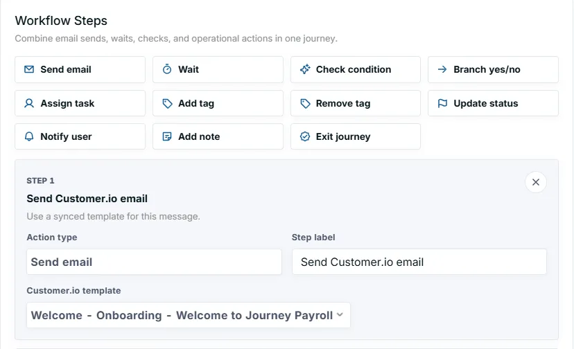 Workflow Steps section